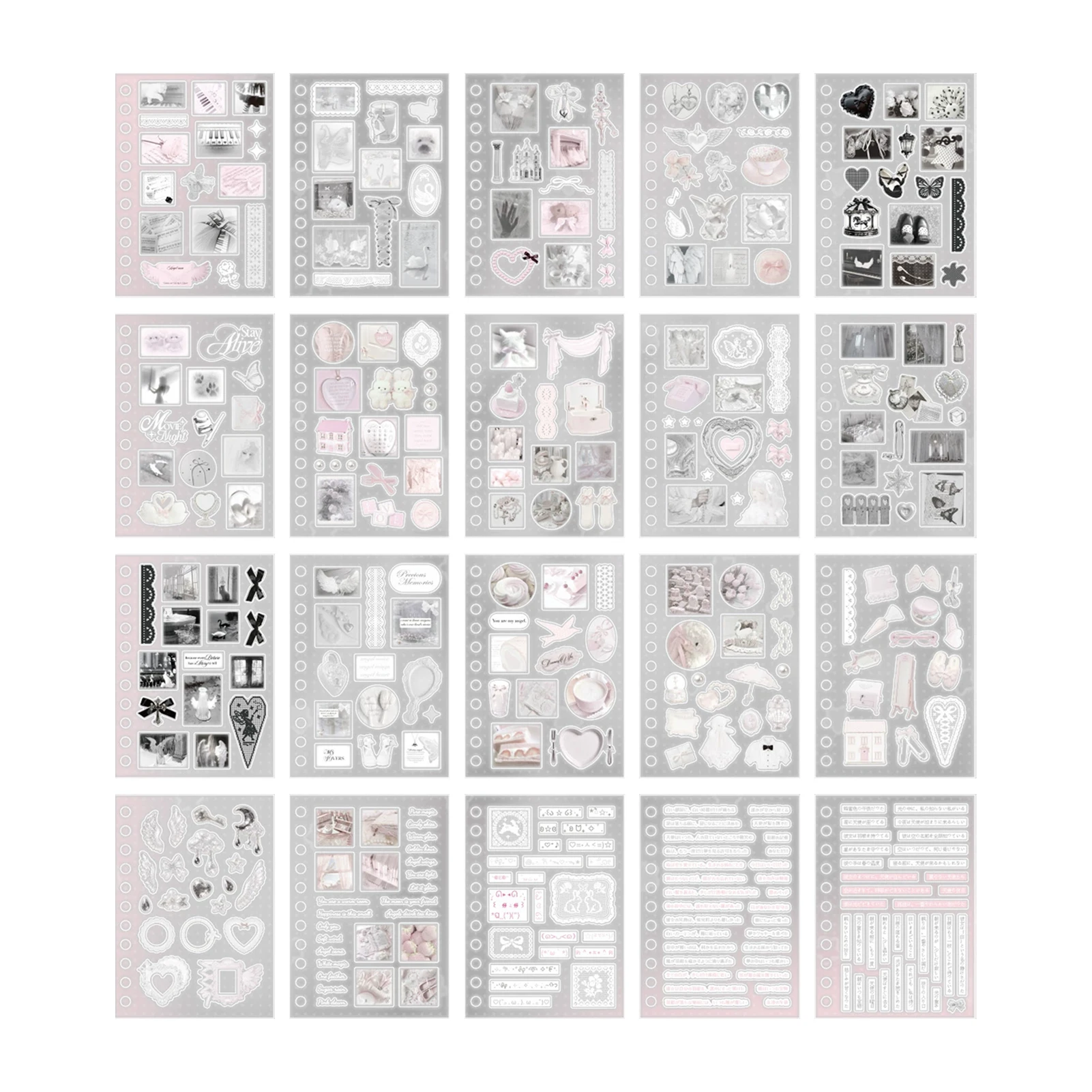 Elegant Sticker Book Korean Ballet Style Decals for Journaling Waterproof PET Coil Bound Scrapbook DIY Paper Crafts Art