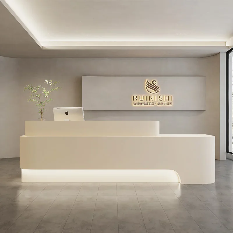 Simple Fashion White Cashier Counter Reception Desk For Beauty Salon Clothing Store Bar Counter Company Front Desk