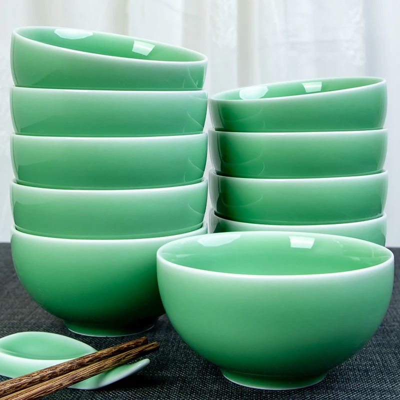 

Миска для еды Celadonfor homechinoiserie, посуда, маленькая одинарная миска для каши, керамическая миска, миска для риса, миска чистого цвета