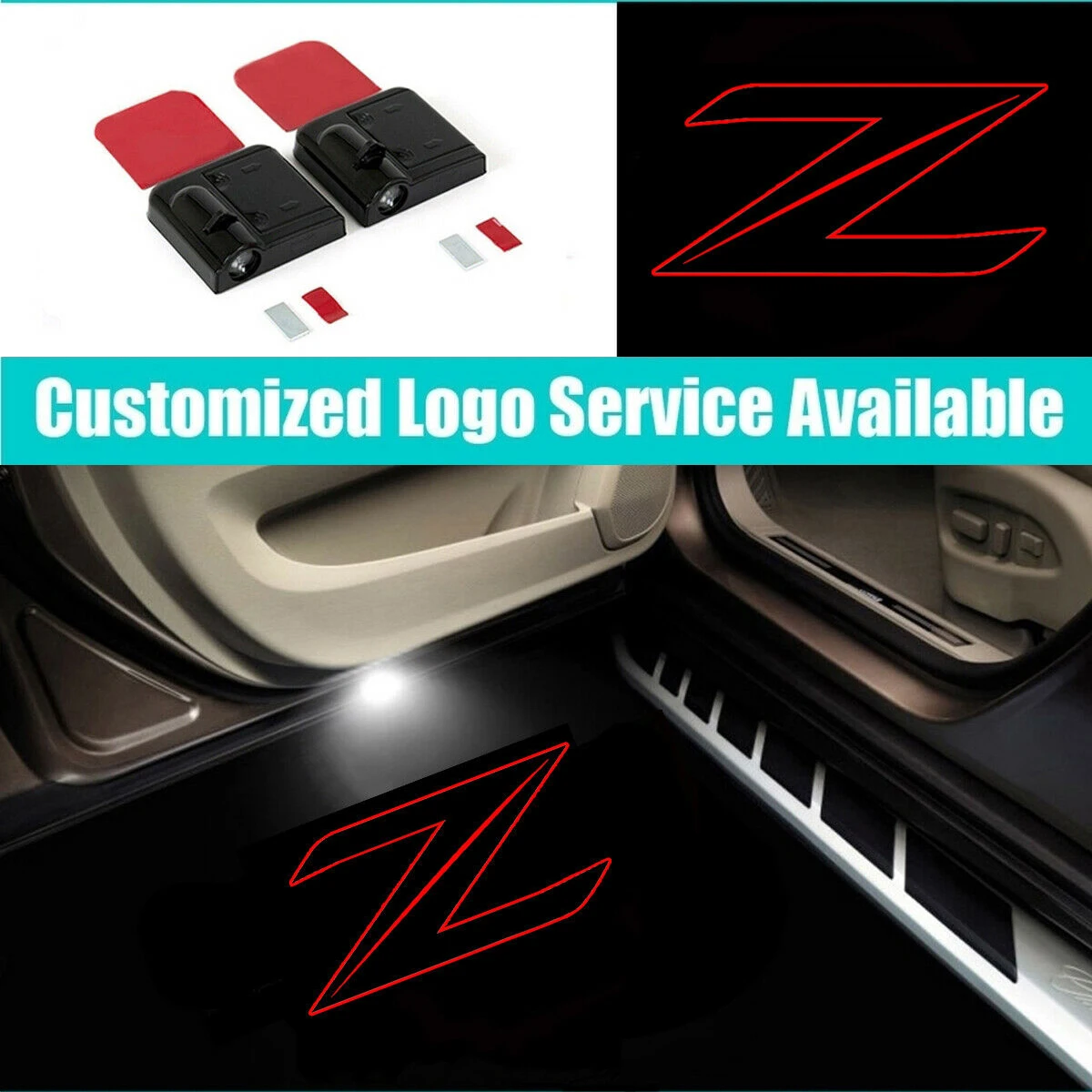 

2 Pieces Wireless LED Red Z Logo Fairlady Z Z34 370Z Car Door Welcome Projector Ghost Shadow Lights