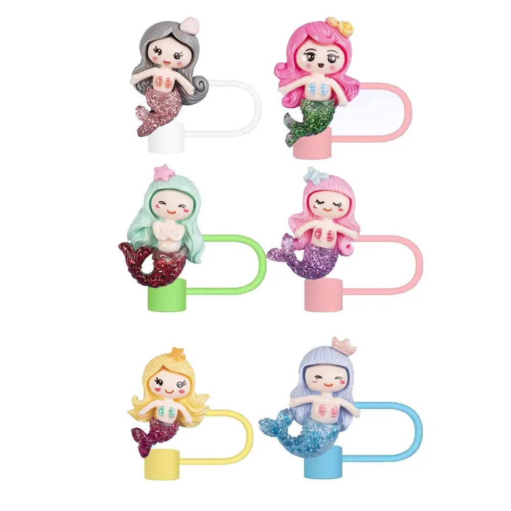 Splash Proof Silicone Straw Covers Dust Proof Plugs Protector Reusable Mermaid Straw Topper Leak-Proof Durable for /Tumbler Cup