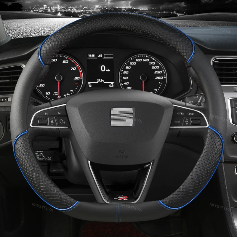 Car Steering Wheel Cover Microfiber Leather 38cm Non-Slip For Seat Tarraco Arona Ateca Ibiza Toledo Mii Leon Arosa Exeo ST FR - Image 6