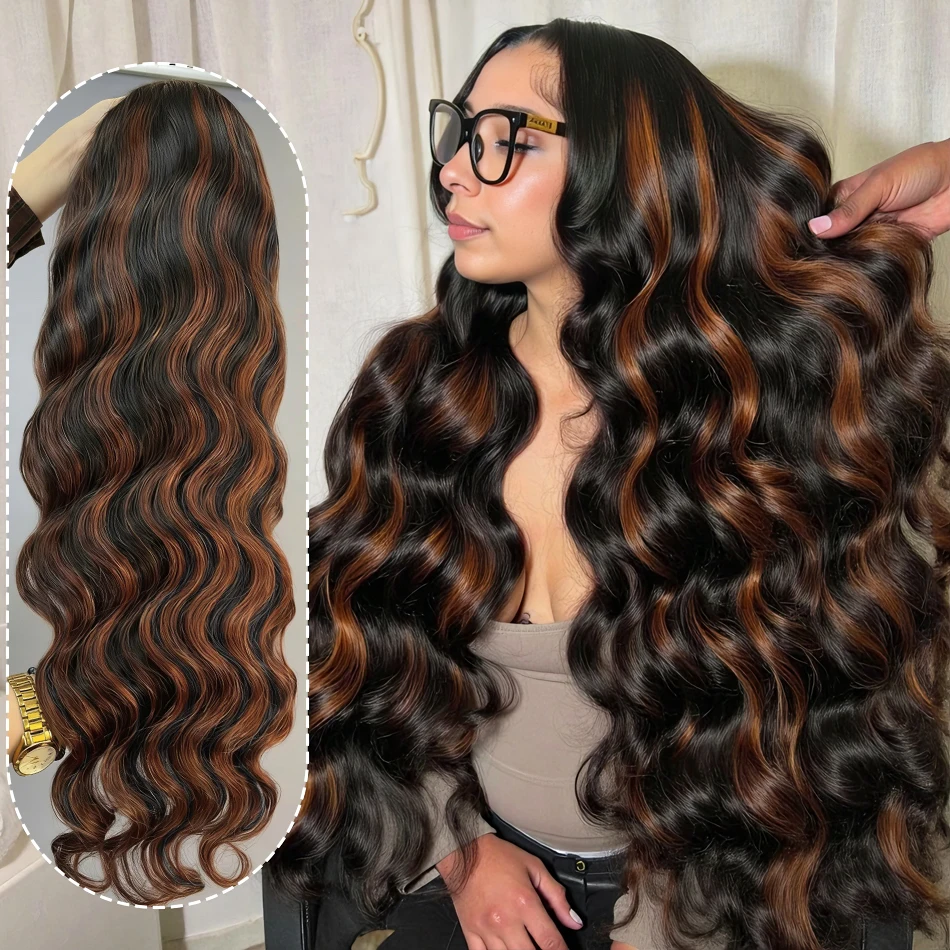 

Highlight Ombre 13x4 Lace Front Wig Human Hair 1B/30 Black And Brown Body Wave 13x6 Lace Front Wigs Human Hair Pre Plucked 250%