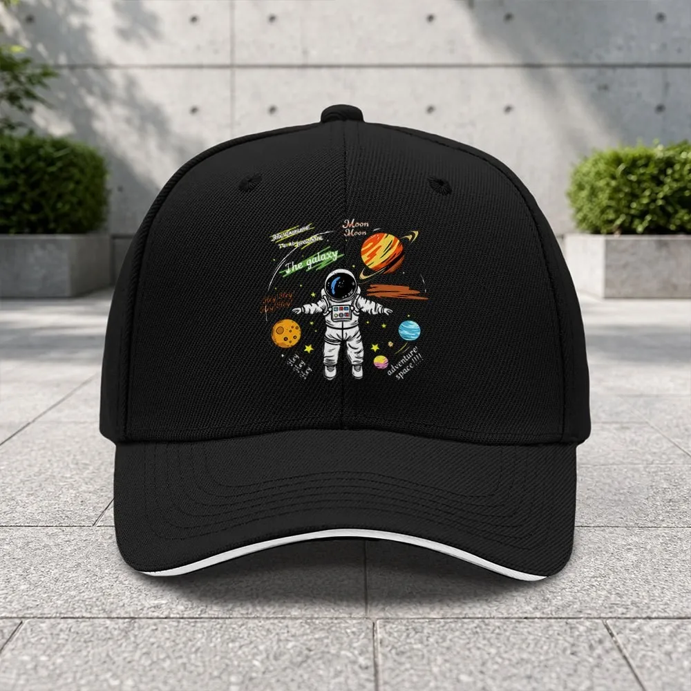 Space Astronaut Print Baseball Cap Adjustable Unisex Polyester Hat for Outdoor Sports Festivals Gifts