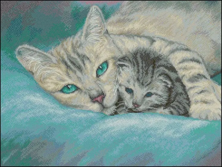 25-sleeping two cats 54-44 DIY Cross Stitch Kit Aida 11CT 14CT 25CT Canvas Fabric Embroidery Set Living Room Cross Stitch Fabric