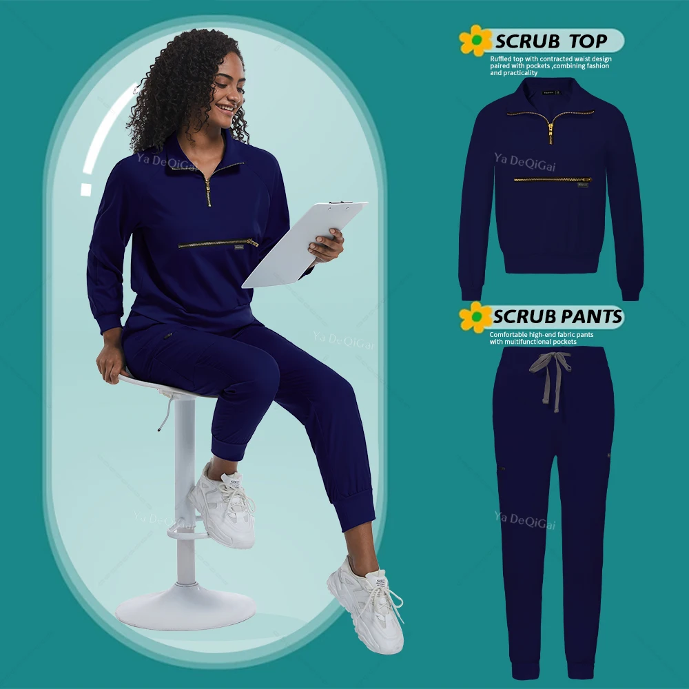 

High Quality Jogger Sets Spa Beauty Salon Uniform Women Multicolor Work Clothes Medical Nurse Scrub Suit Clinic Nursing Overalls