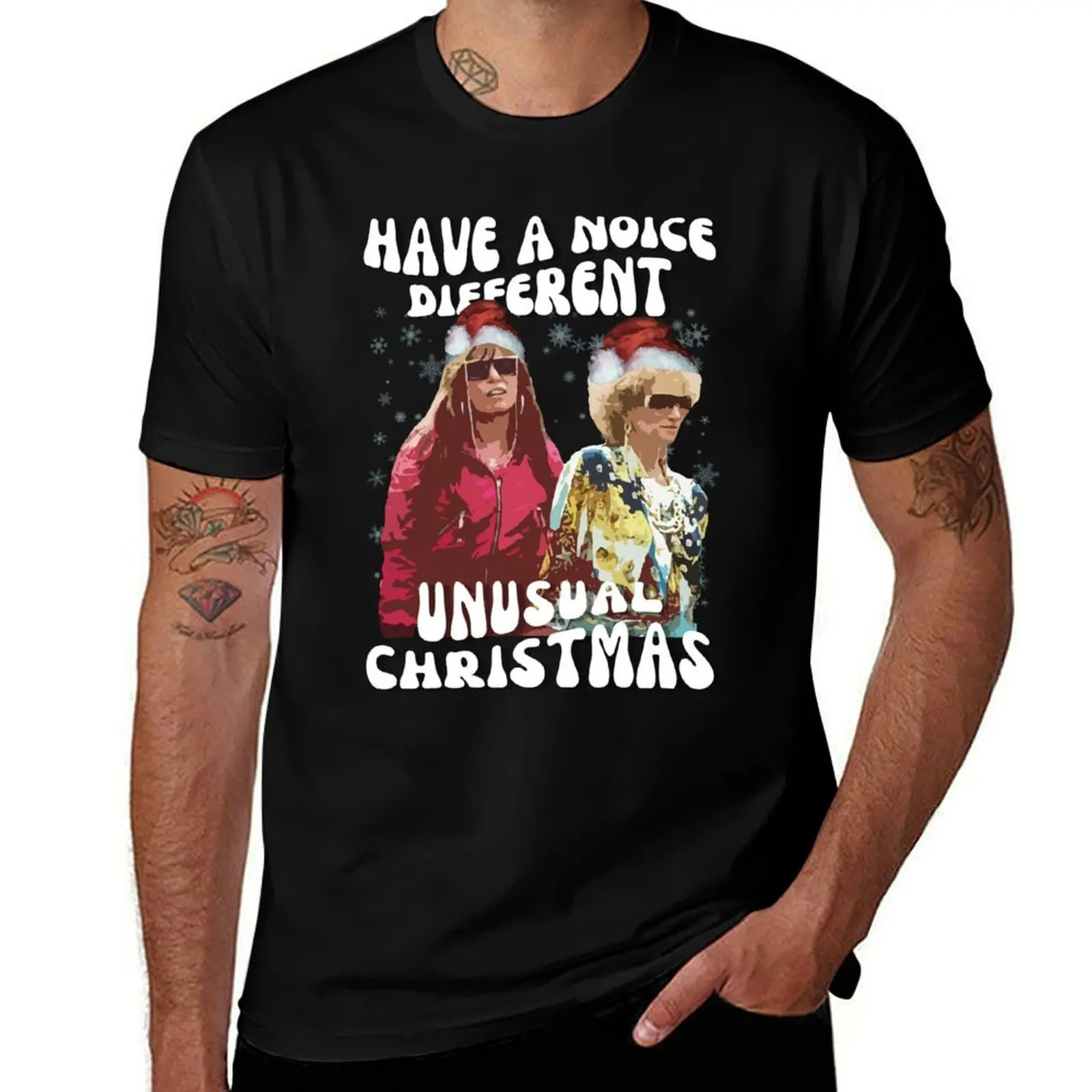 Kath and Kim Have A Noice Different Christmas Hats T-Shirt anime clothes essential t shirt Men's clothing