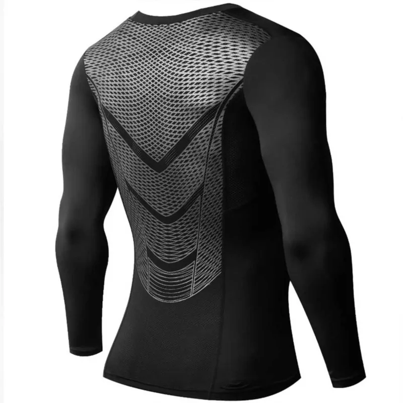 Long Sleeve Sport Shirt Men Quick Dry Men's Running T-shirts Snake Gym Clothing Fitness Top Mens Rashgard Soccer Jersey UX36