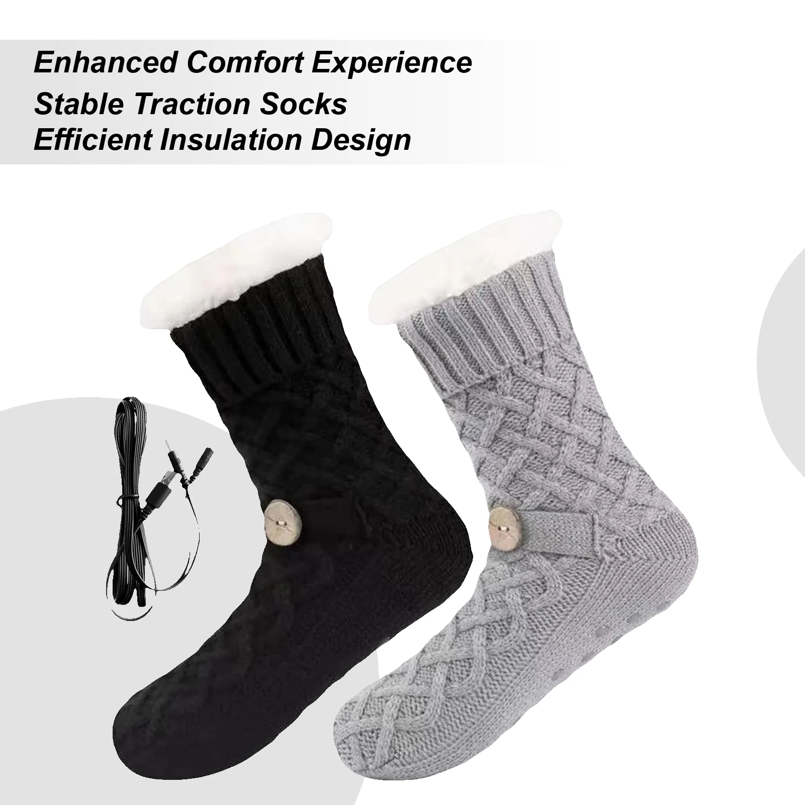 

Носки с подогревом, нескользящая подошва, эргономичные теплые электрические носки для зимних видов спорта, лыж, сноуборда, активного отдыха, путешествий, дома