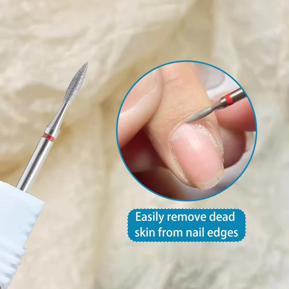 6-Piece Set Diamond Flame-Shaped Nail Drill Bit for Removing Excess Gel And Dead Skin Home And Salon Use Nail Care Tools