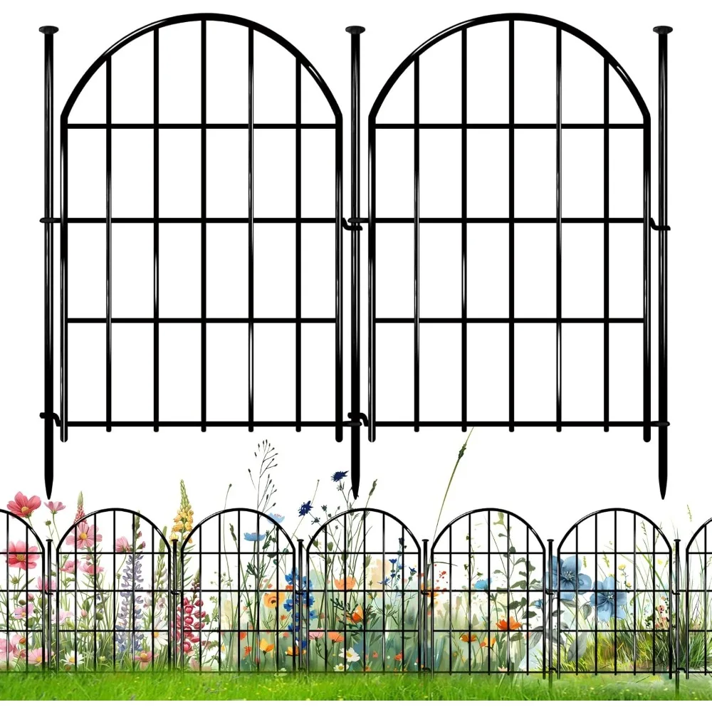 

26 Pack Decorative Garden Fence, 22in X 28ft Arched No Dig Fence Border, Garden Edging Border, Rustproof Metal Animal Barrier wi