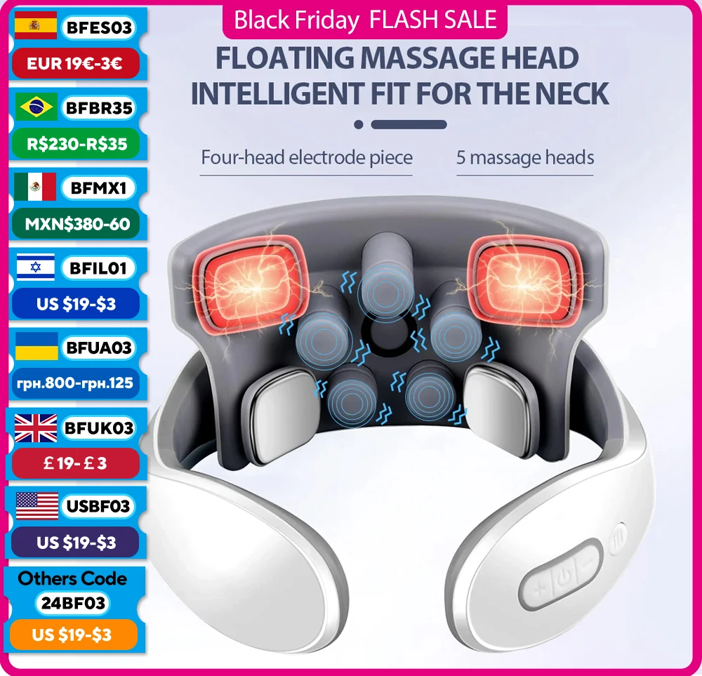Smart Pules Neck Massage Intelligent Electric Rechargeable Heating Hot Pressing Magnetic Tens Pulse Neck Massage Instrument