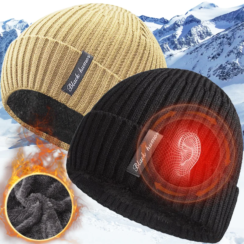

Solid Knitted Hat Winter Plus Velvet Hats for Men Skullies Beanies Men Women Autumn Beanie Cap Warm Bonnet Unisex Winter Caps