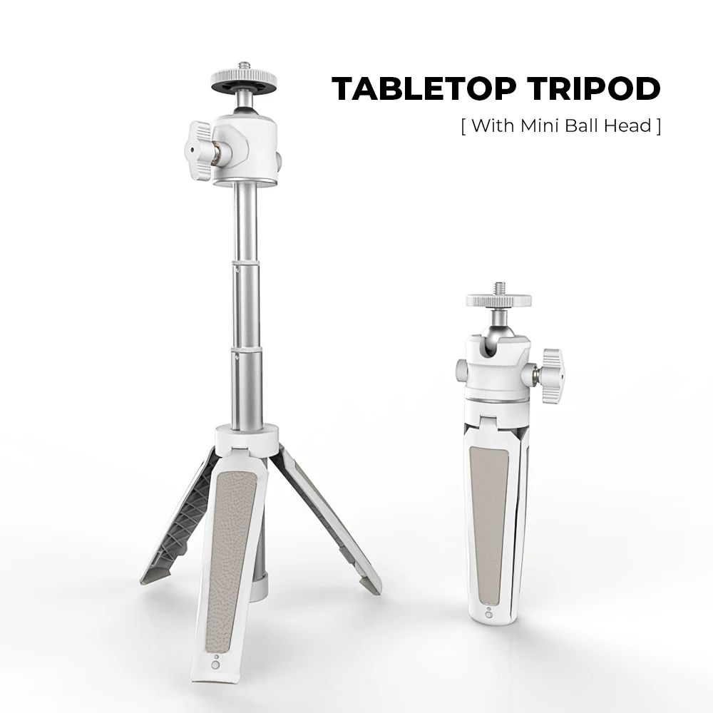 Kayulin Mini Extendable Desktop Tripod Handle Grip Stand with Flexible Ballhead 1/4" Screw Extend Mount for Phone Selfie Vlog ﻿