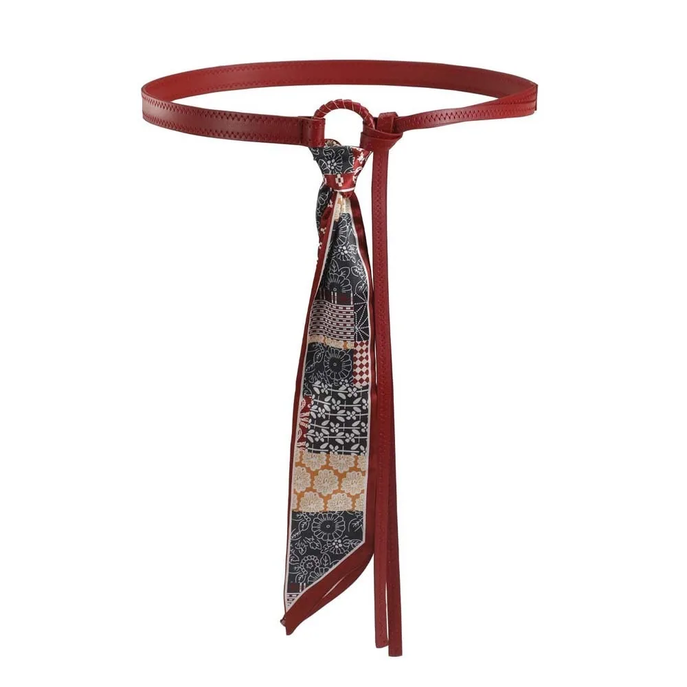 

Ethnic Style Cashew Printed Belt Bohemian Style PU Retro Jacquard Waistband Polyester Girdle Silk Tie Design Belt Dress