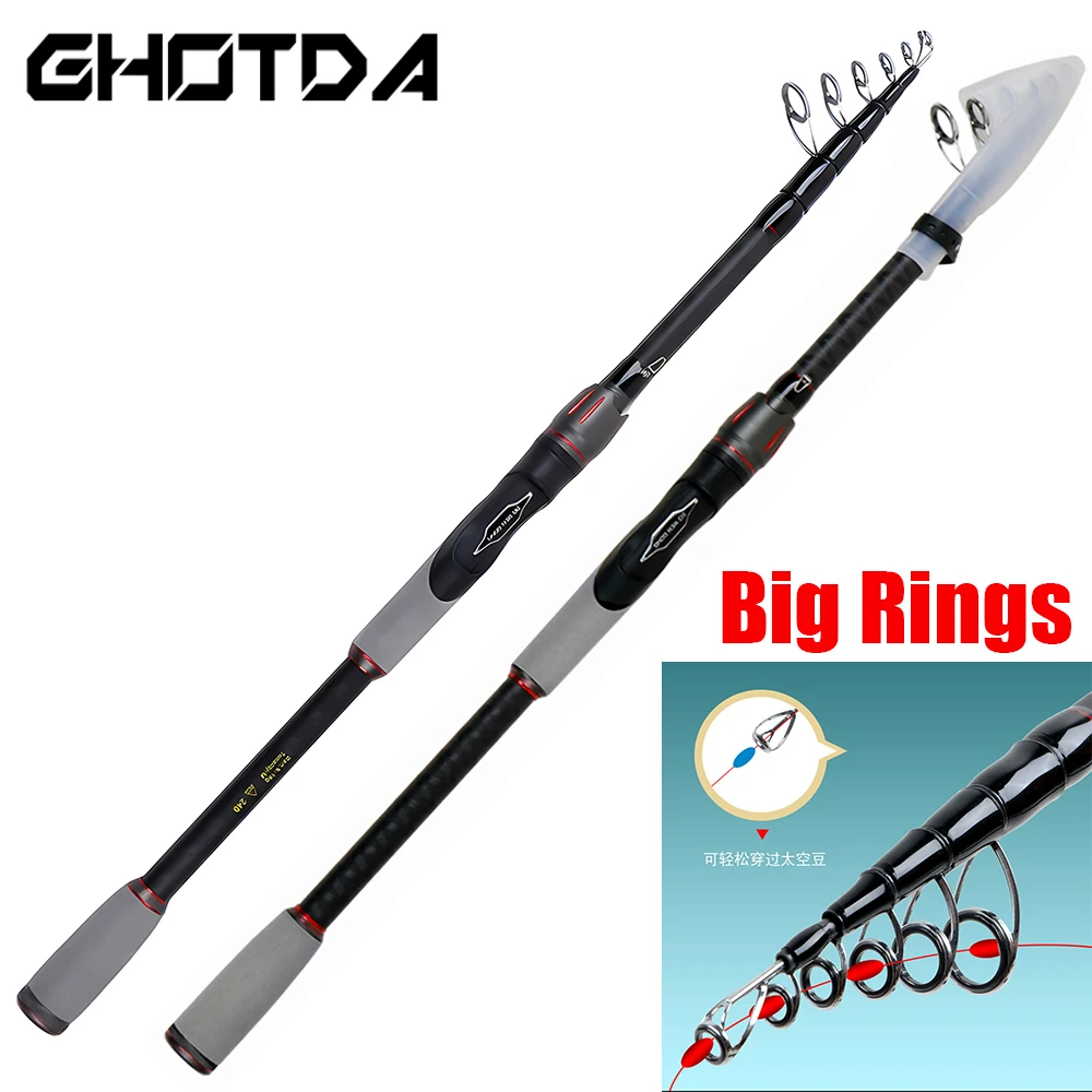 Metal Big Rings Lure Fishing Rod M Action Bait Weight 8-18g Telescopic Octopus Rods Carbon Spinning 1.8m 2.1m 2.4m 2.7m 3.0m