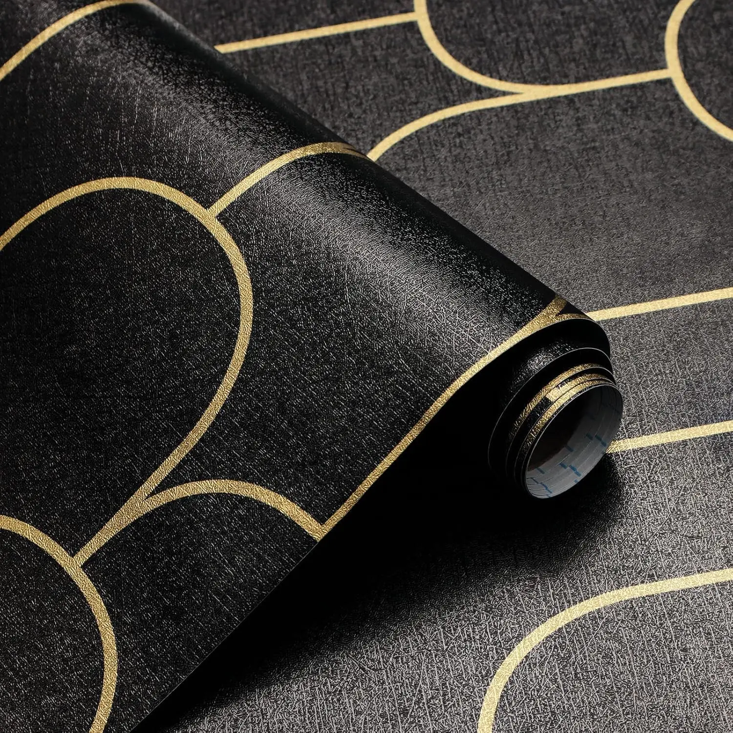 Peel and Stick Wallpaper Modern Black and Gold Self Adhesive Wallpaper  Geometric Stripe Removable Contact Paper for Bedroom