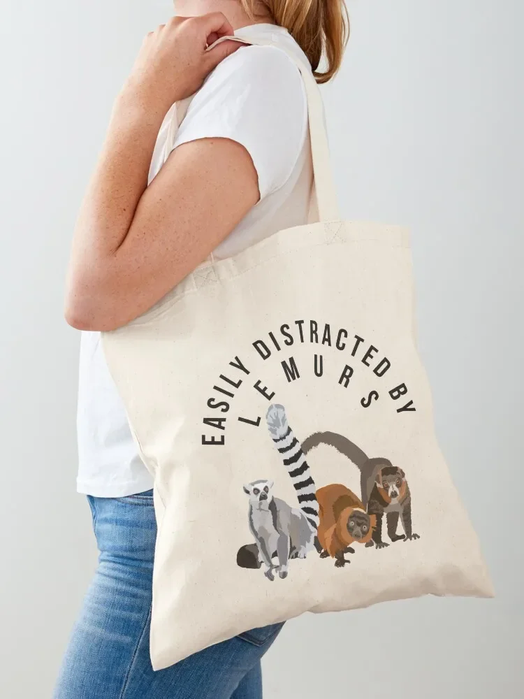 Easily Distracted By Lemurs Tote Bag Women's shopper bag eco pack shopping cart bags