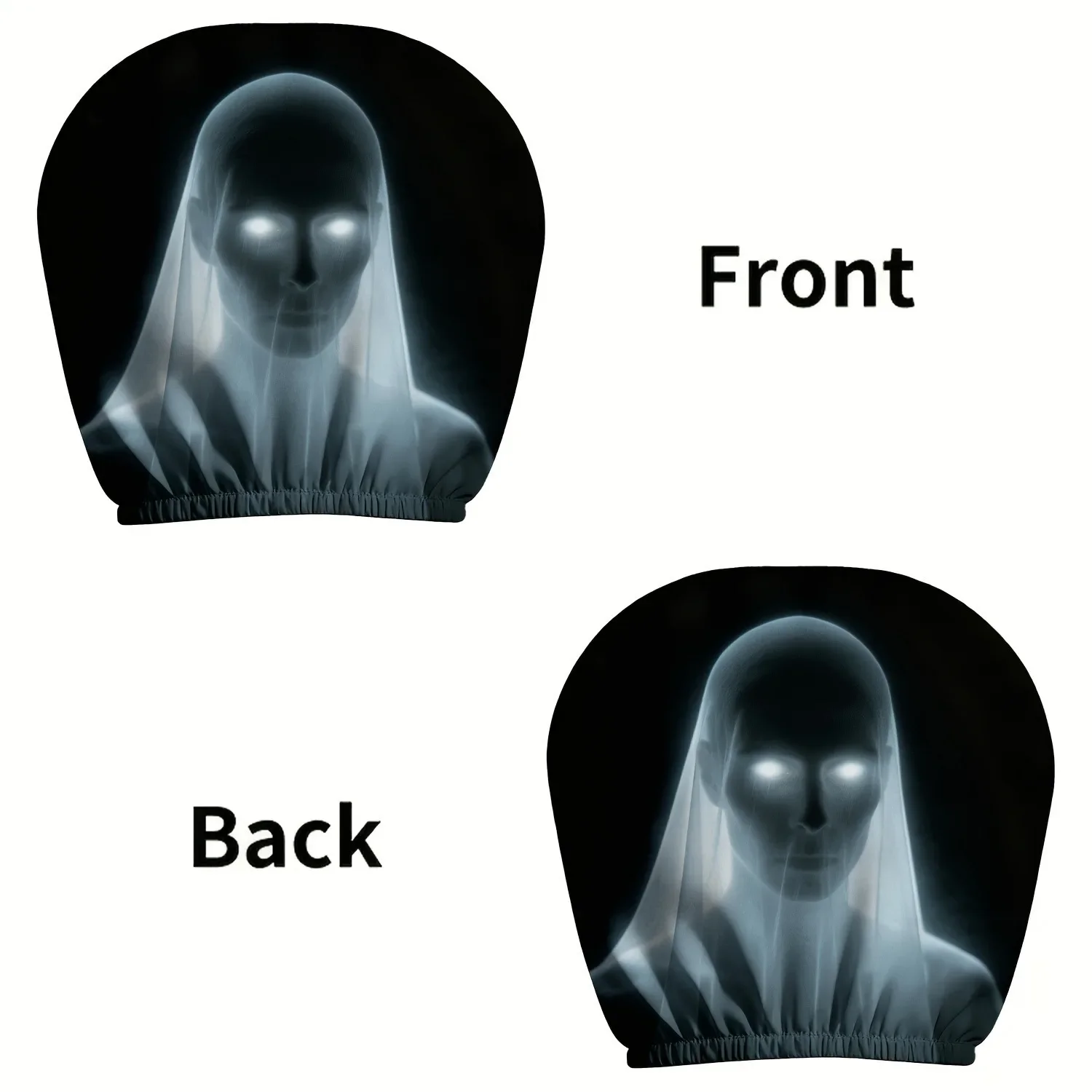 2Pcs Universal Elastic Car Headrest Covers Halloween Horror Face Print Dustproof Auto Seat Headrest Protective Sleeve
