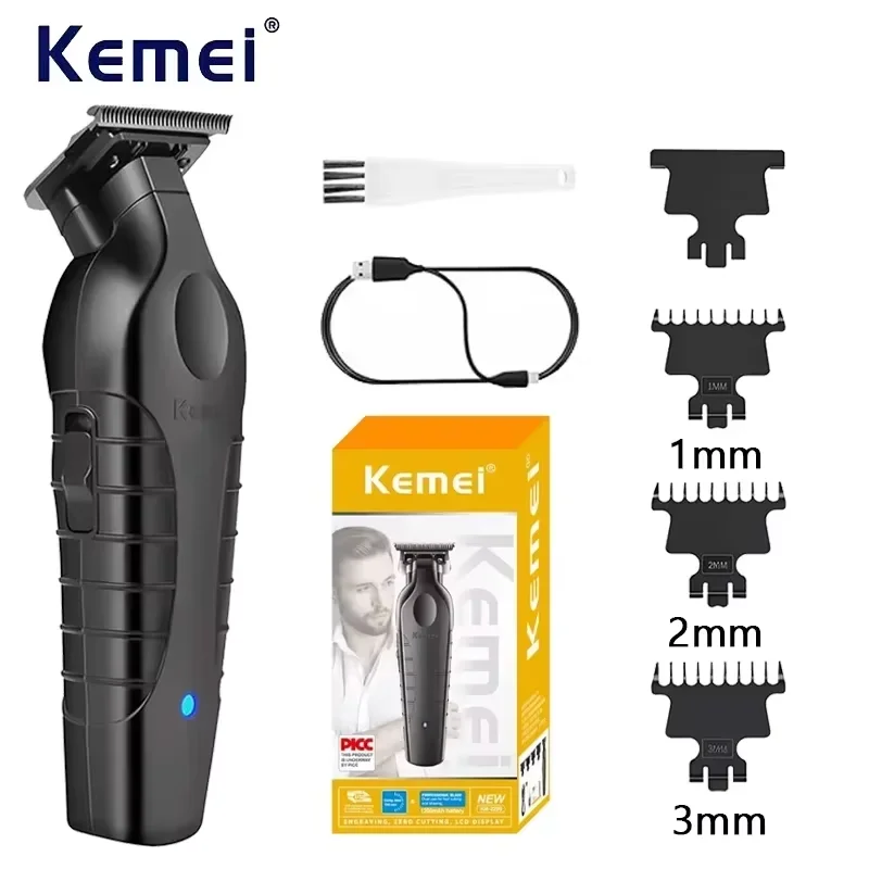 Kemei KM-2299 USB شحن سريع كليبرز ماكينة حلاقة 1200MA قابلة للشحن اللاسلكي الشعر المتقلب Kemei مقص الشعر الكهربائية