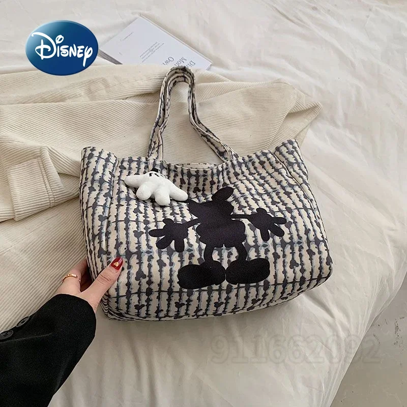 Disney Mickey New Women's Handbag Fashion Trend Canvas Women's Shoulder Bag Cartoon Cute Women's Bag Large Capacity High Quality