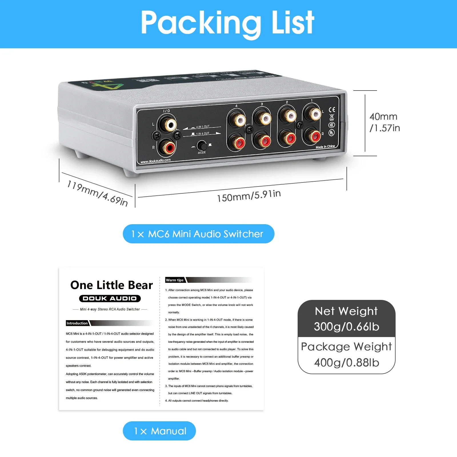 Nobsound المحمولة 4-way التناظرية RCA ستيريو الصوت الجلاد التحكم في مستوى الصوت السلبي Preamp الفاصل صندوق ل DVD STB لعبة وحدة التحكم