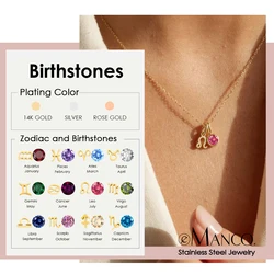 EManco Birthstone Constellation Double Pendant Necklace 12 Zirconia Stainless Steel Jewelry DIY Necklace Birthday Gift