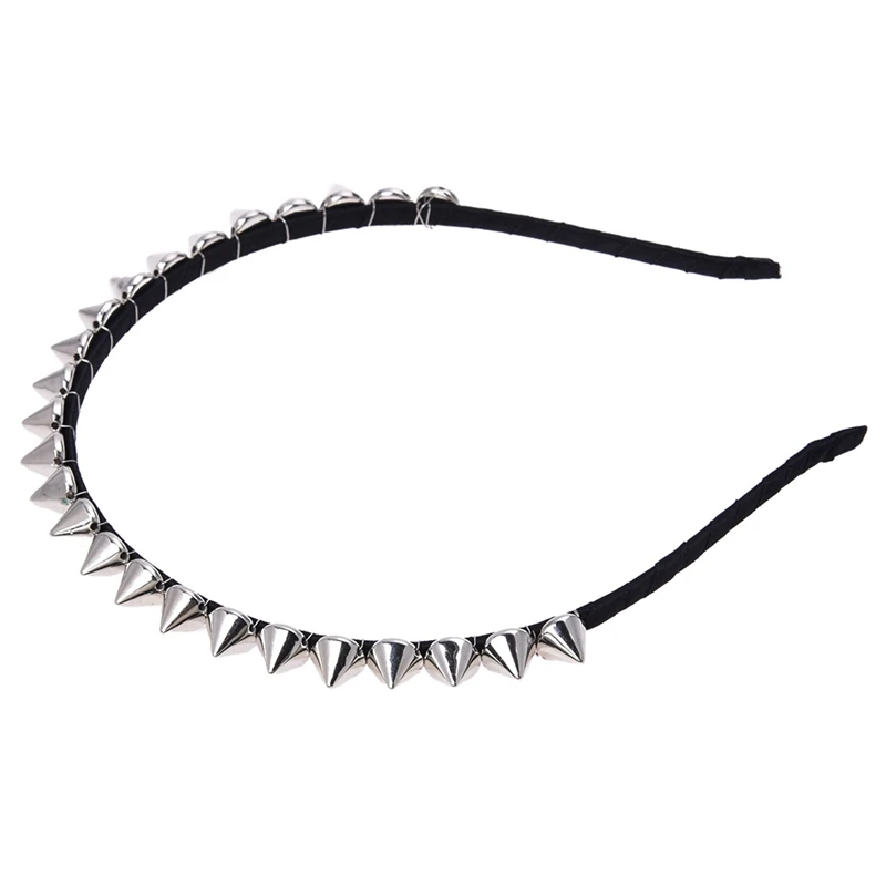 3X Silver Metal Stud Rivet Spike Headband Hair Head Band Aliceband Punk Girl