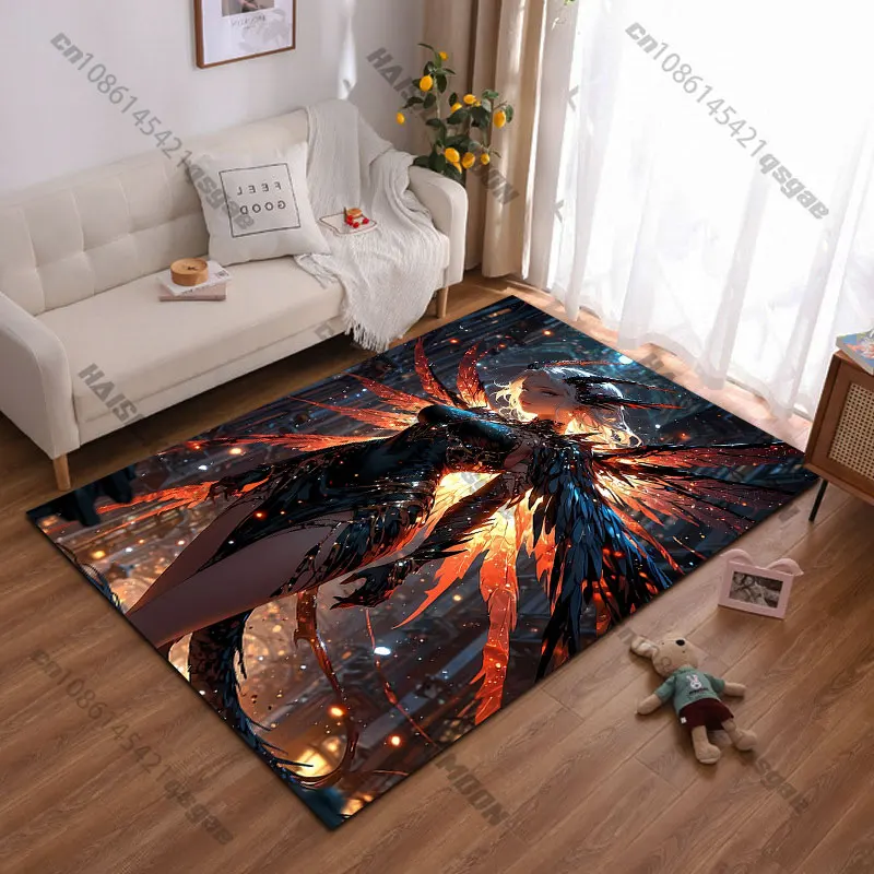 Majestic fiery winged figure carpet Yoga living room room decor children's crawling mat doormat area rug games mat