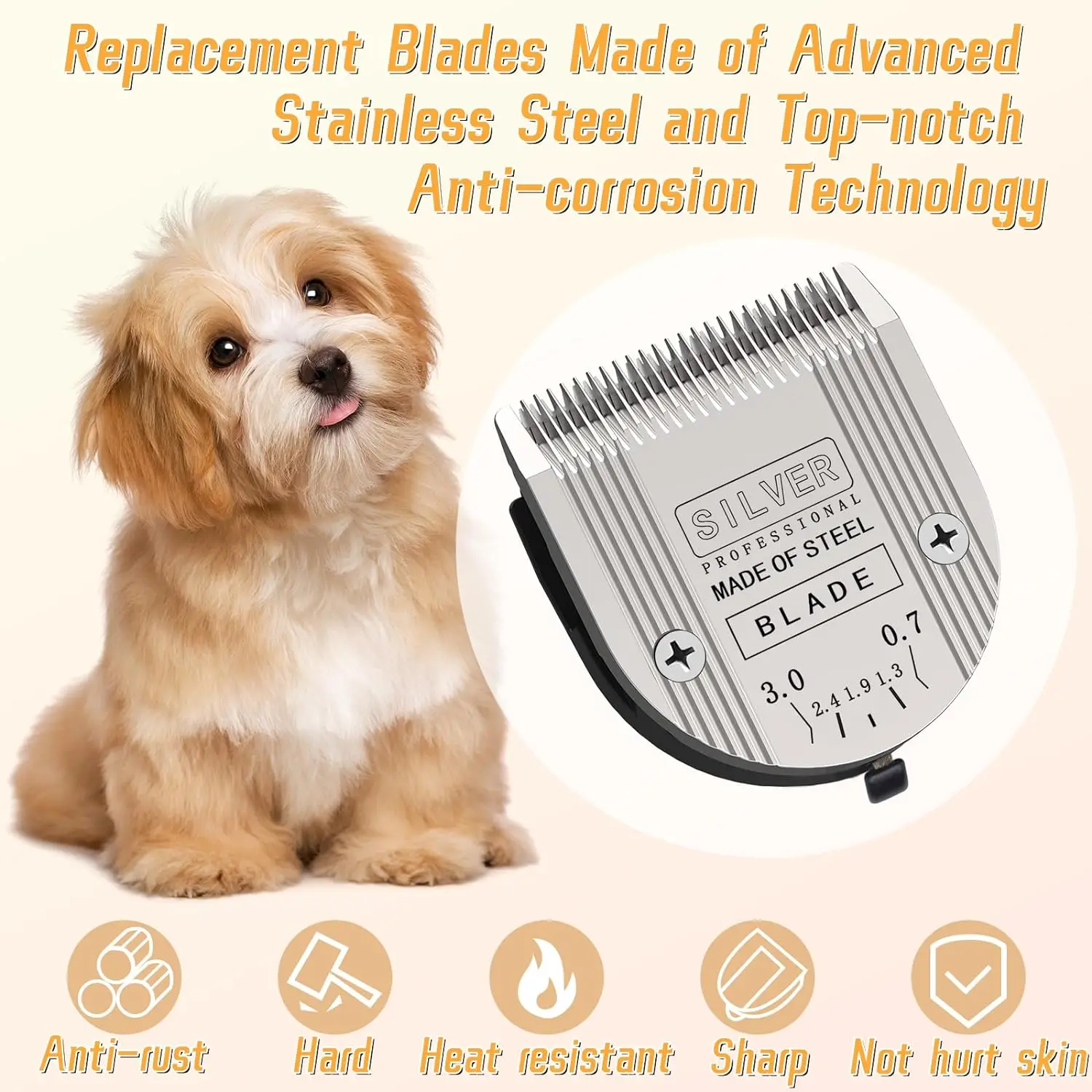 5in1 Professional Animals Adjustable Detachable Blade Compatible with WAHL Clippers Arco, Bravura, Chromado, Creativa, Figura