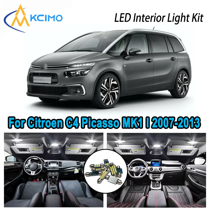 

For Citroen C4 Picasso Grand Picasso MK1 I 2007-2013 Bright LED Interior Dome Map Trunk Light Kit Car Led Lamps Canbus No Error