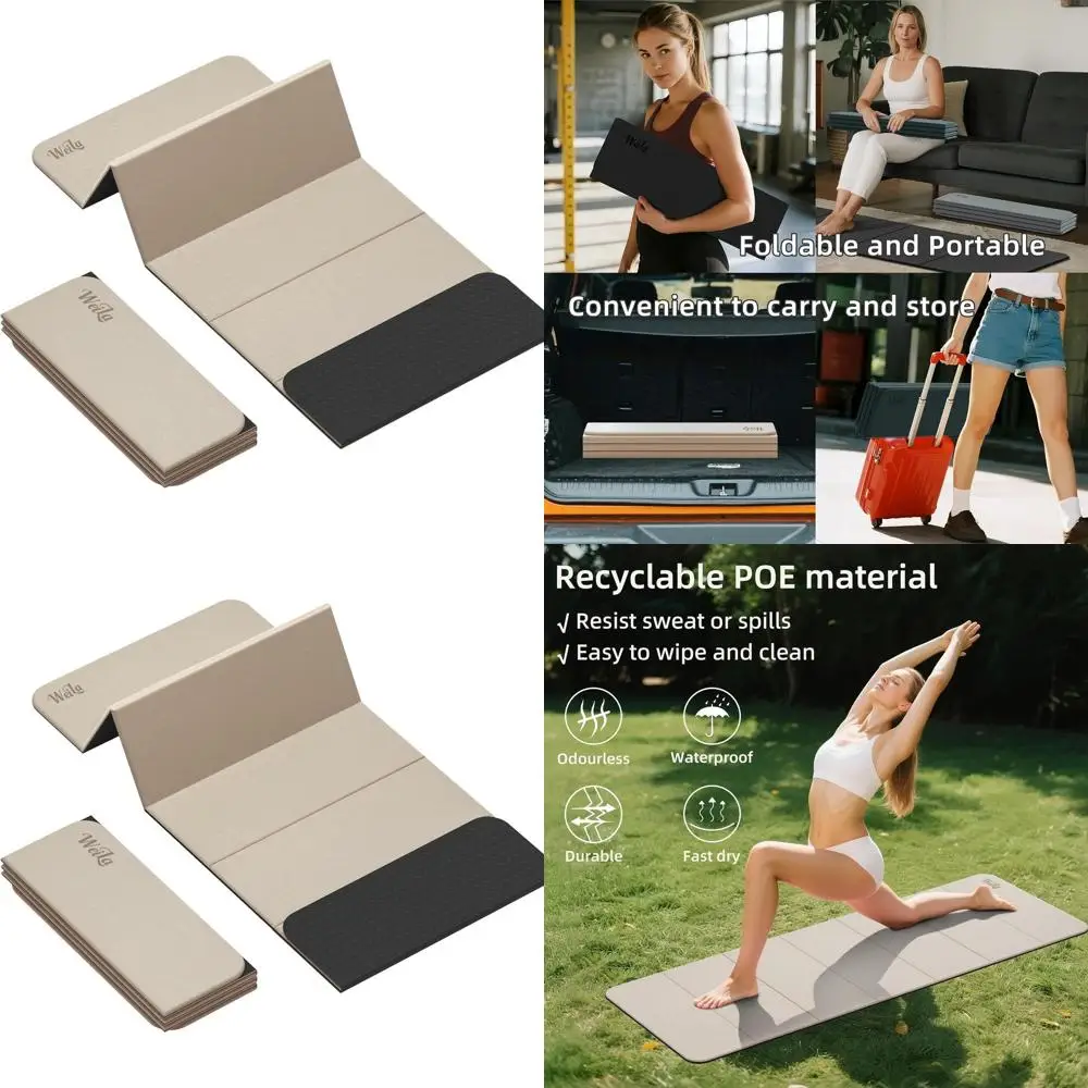 

Thick 1/2 Yoga Mat for Pilates & Home Gym, 69x24 Odorless Workout Mat, Non-Slip Exercise Mat, Foldable for Travel & Camping