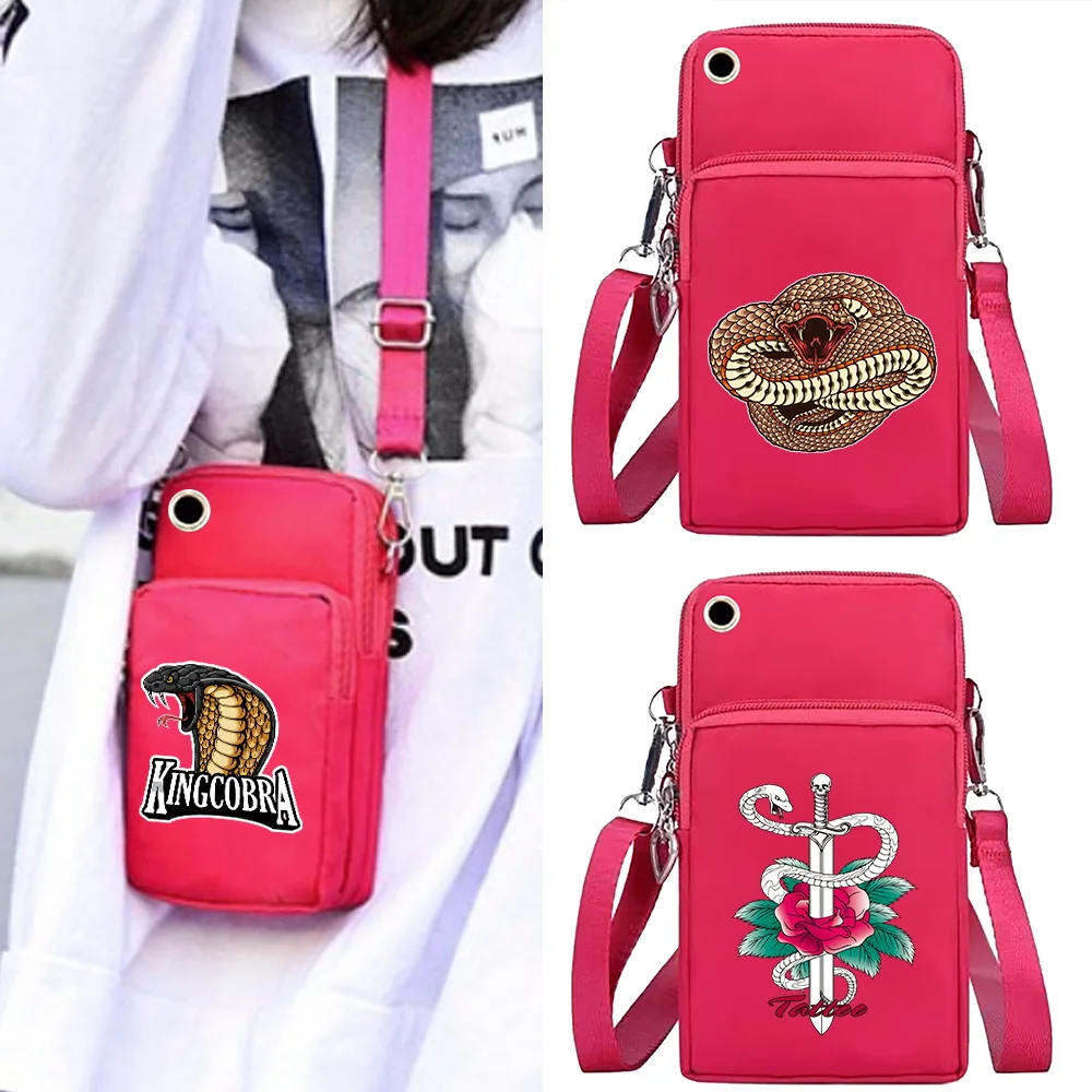 

Universal Mobile Phone Bag Shoulder Crossbody Bags Wallet Sport Arm Purse Women Clutch Phone Pouch Wrist Pack Cobra Pattern