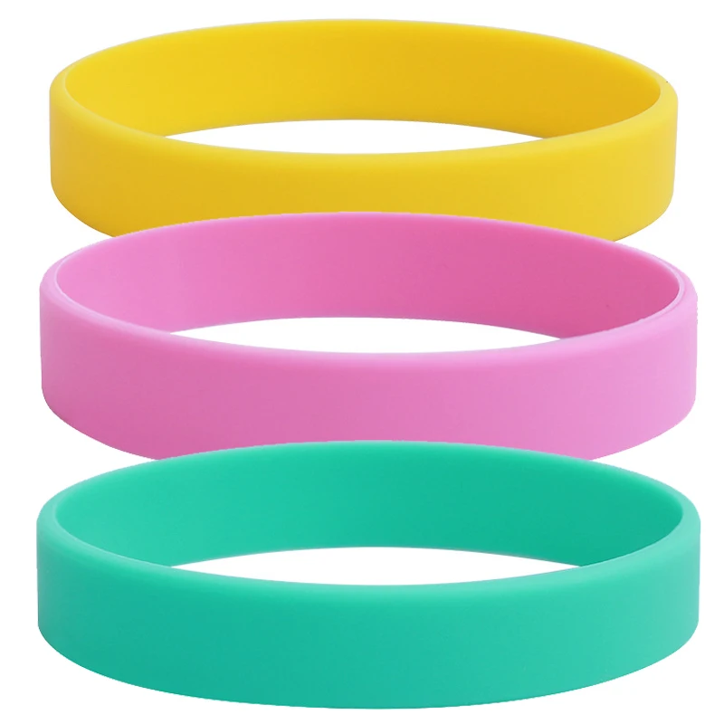 1pcs Silicone Wristband Solid Color Wrist Strap For Women Men Flexible Wristlet Cuff Bracelet Sports Bangle Toys Pendant Decor