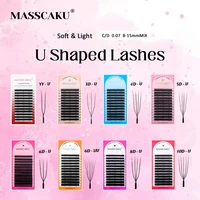 Pestañas Postizas MASSCAKU C/D en Forma de U 3D/4D/5D/6D/8D/10D Mixtas de 8-15 mm, Pestañas de Volumen Natural Hechas a Mano por Profesionales