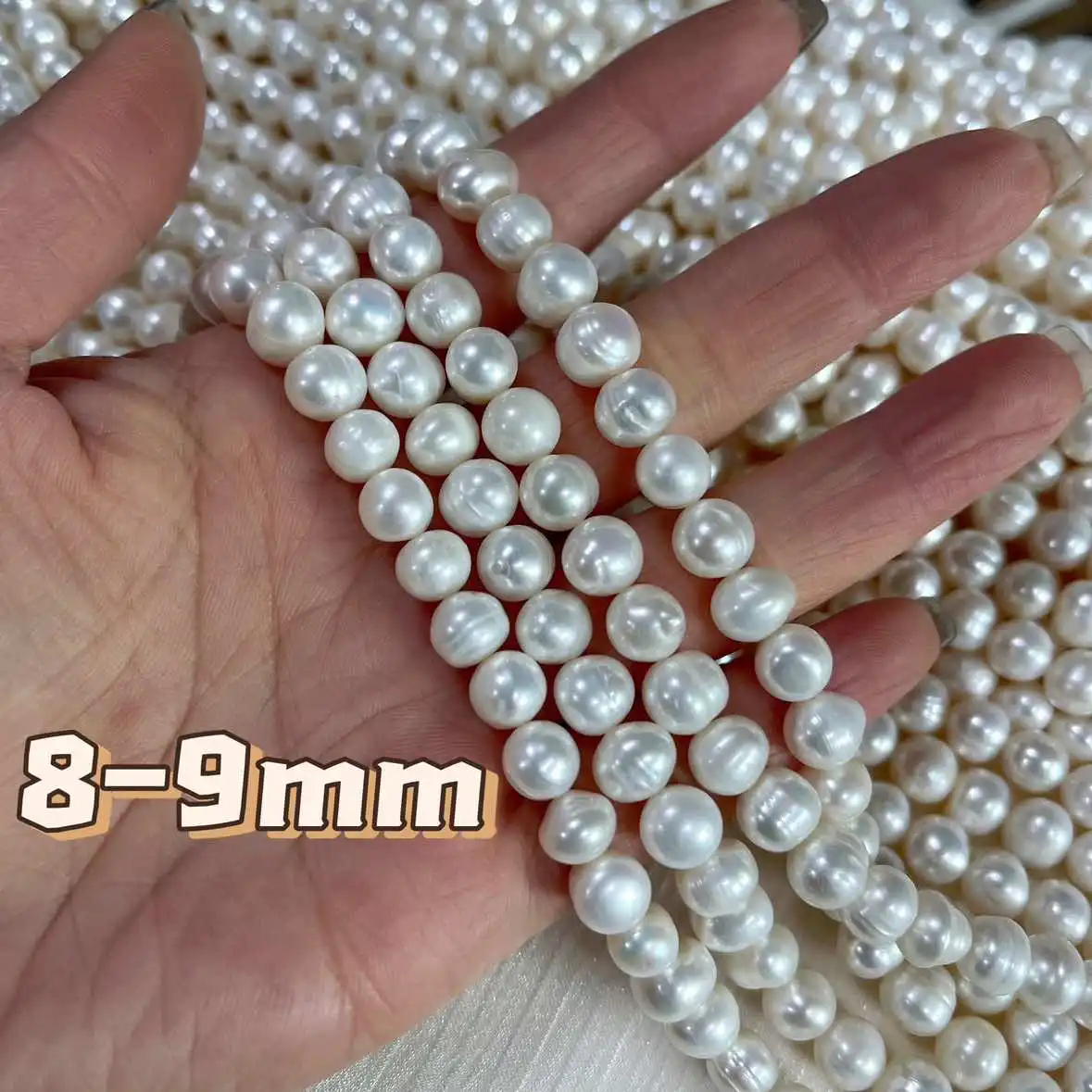 

Near Round Natural Freshwater Pearl 8-9mm Wedding Jewelry Making DIY Necklace Bracelet Accessories Gift