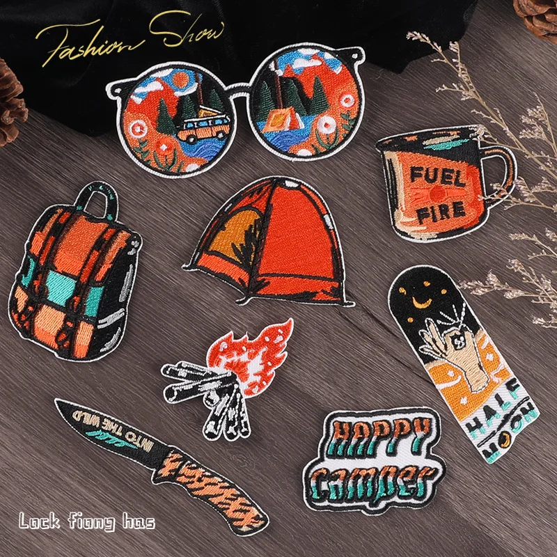 Creative Tent Camping Camping Outdoor Patches for Jean Jackets Backpack Embroidery Iron on The New Patches Badges Stickers