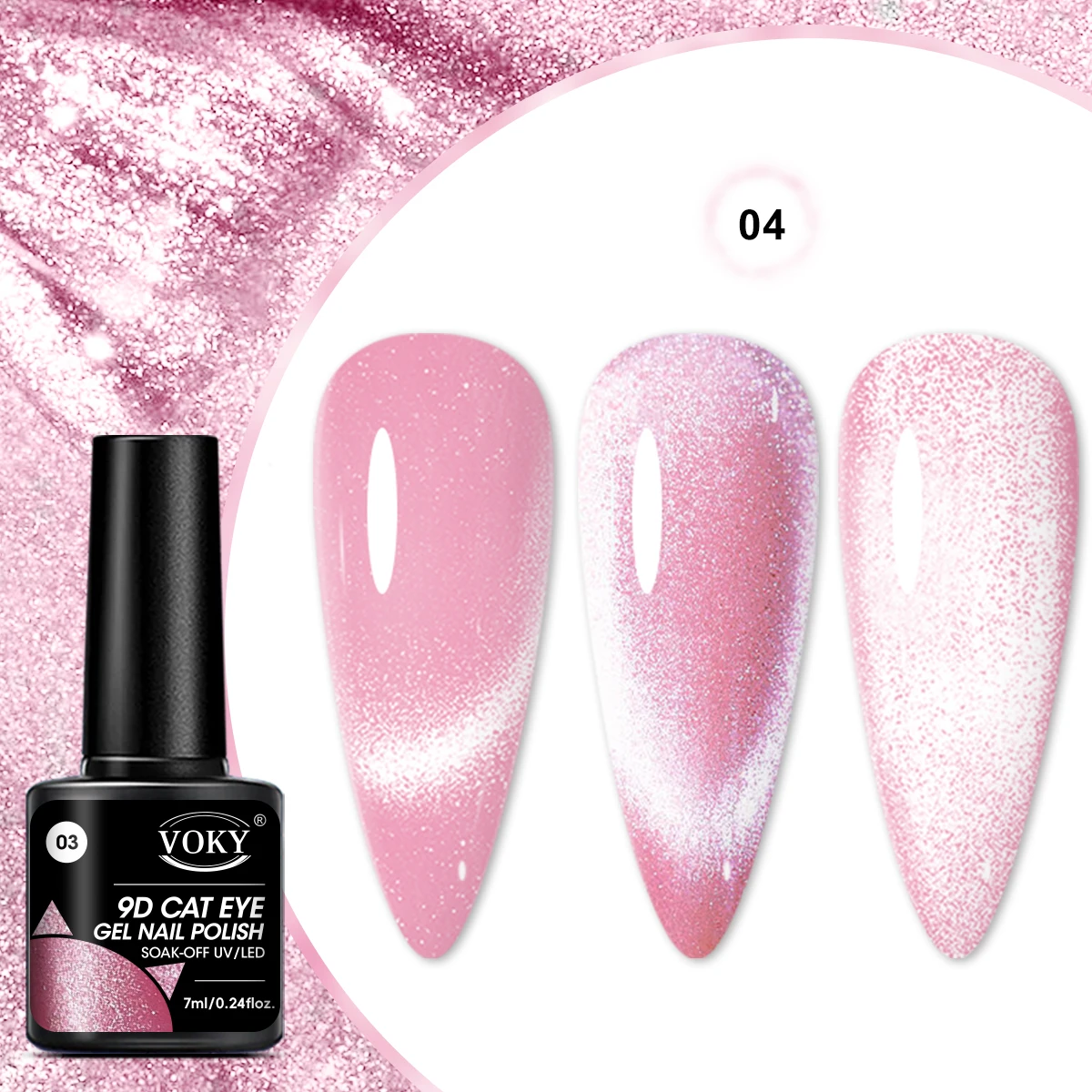 VOKY-クリスタルキャッツアイジェル,光沢,半透明,磁気マニキュア,自宅でのサロン用,女性へのギフト,7ml