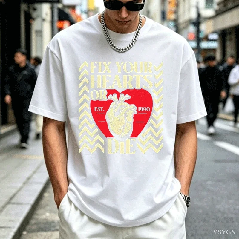 Fix Your Hearts or Die T-Shirt Men Women Twin Peaks T-Shirts Retro Cotton Short Sleeve Round Neck Tees Breathable Male Tee