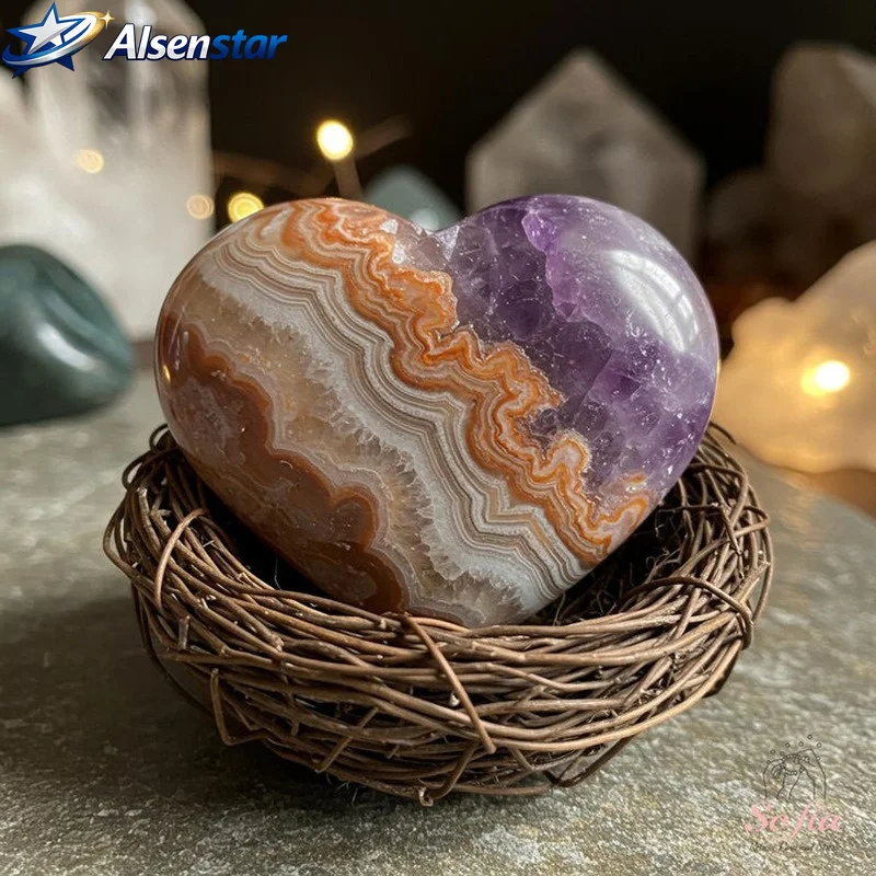 Home decor natural crystal raw stone, crystal heart jewelry, hot compress stone, amethyst, palm stone