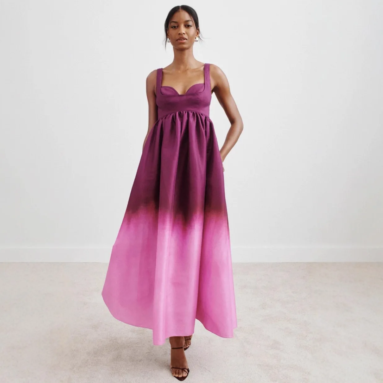 

Sexy Backless Ombre Dress for Women 2025 Fall Sleeveless Tie Slip Dress Club Party Night Beach Vacation Evening Gown