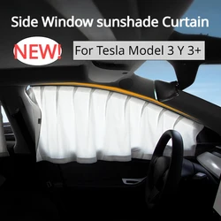 Side Window Sunshade Curtain for Tesla Model 3 Y Model 3+ Highland 2024 Track Style Camping Privacy Sunscreen Insulated Curtain