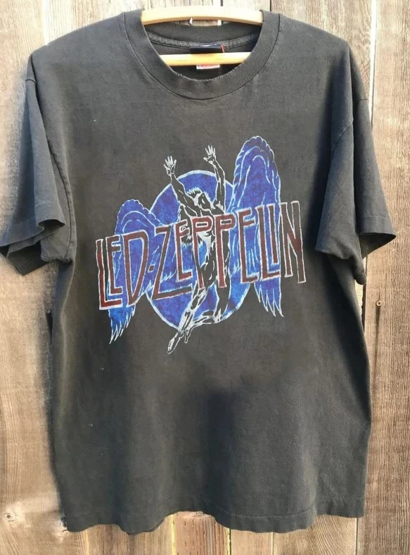 Led Zeppelin Vintage 80s Concert Rare Design Charcoal Unisex Shirt