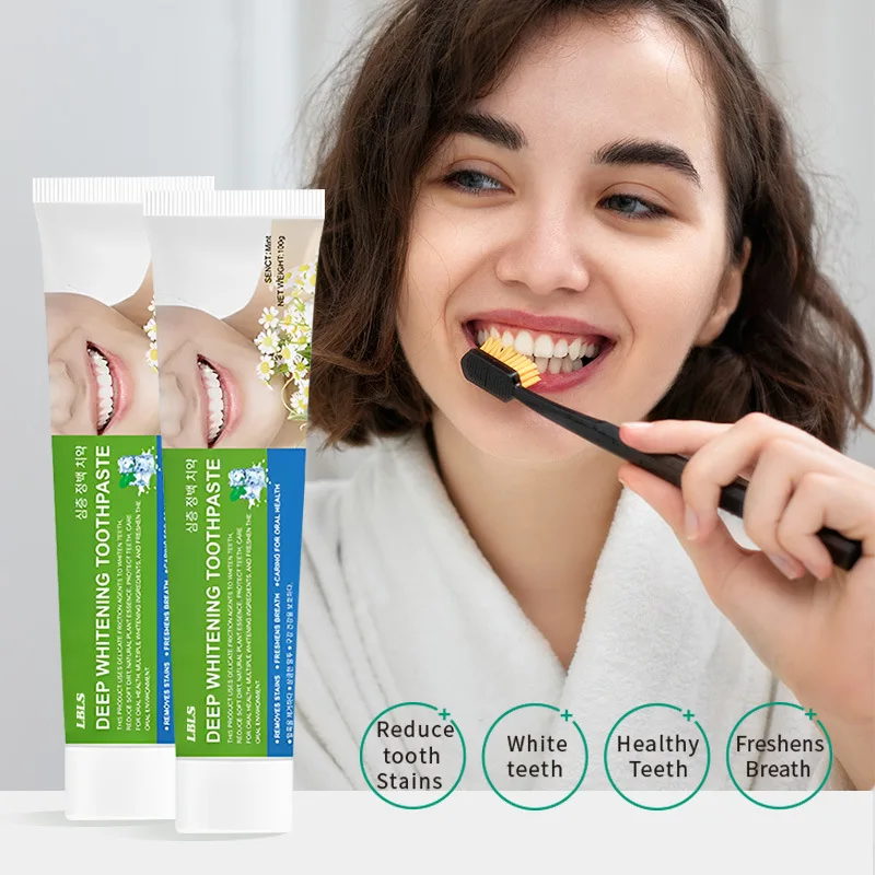 LBLS Deep Whitening Toothpaste - Removes Yellow Stains & Tartar, Fights Bad Breath with Clove & Mint 100g