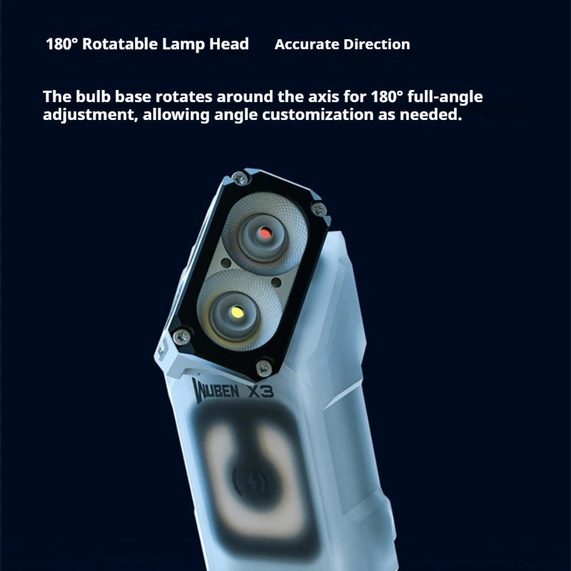 Wuben X3 مصباح يدوي للتخييم في الهواء الطلق عالي الكثافة شحن لاسلكي ضوء أحمر أبيض صغير متعدد الوظائف مصباح مغناطيسي محمول
