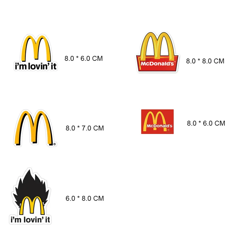 5 Pcs Logo Stickers Fast Food Brand Decals Pegatinas for Laptop Fridge Notebook Pitcher Decorate Vinyl Waterproof PVC