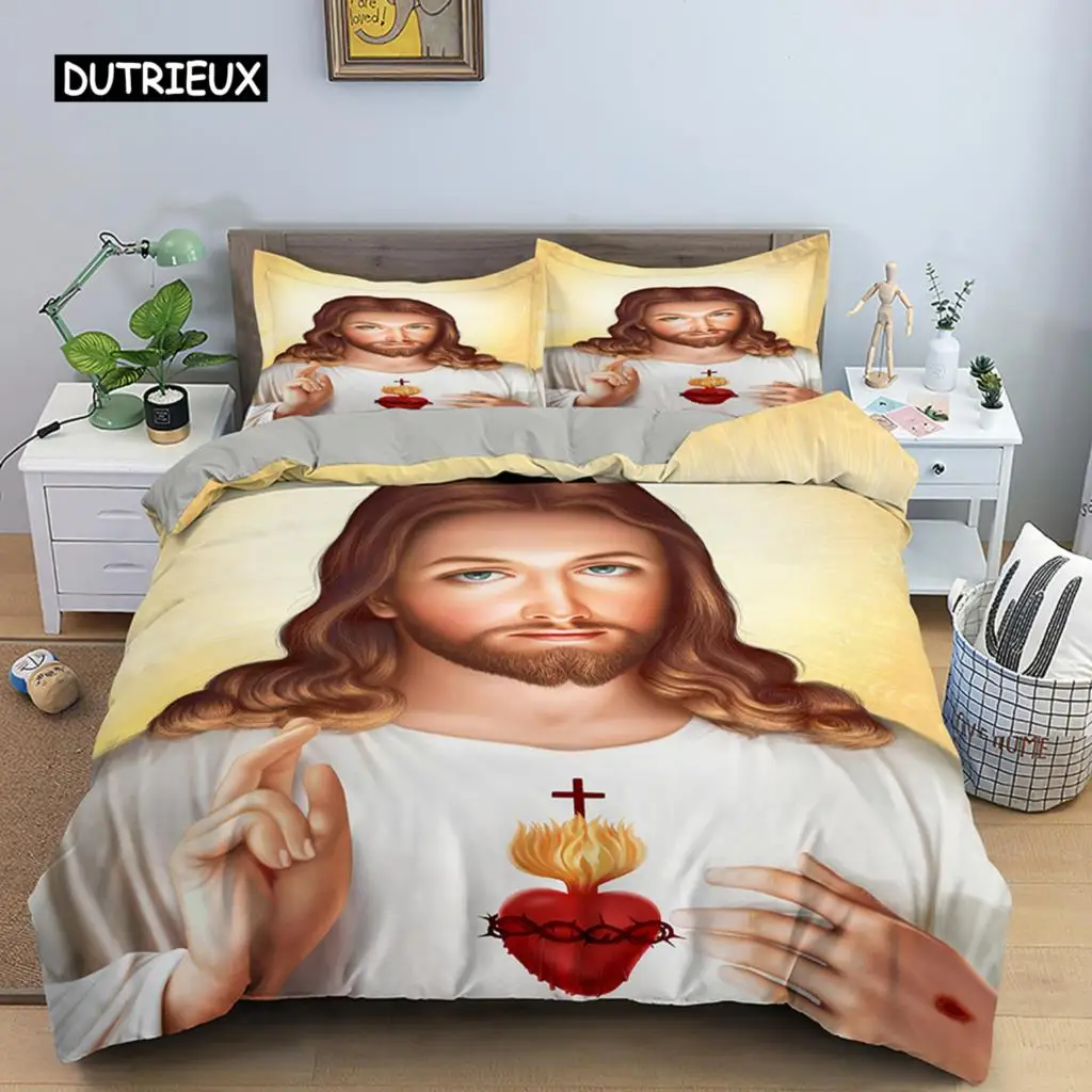 

Jesus Duvet Cover Christian Sacred Jesus Bedding Set Comforter Cover Suitable for Christian Jesus Bedding God Bless You Gifts