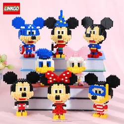 Disney elmas yapı taşları Mickey Mouse Daisy Donald Duck Minnie Winnie The Pooh Eeyore montaj mikro tuğla çocuk için figür