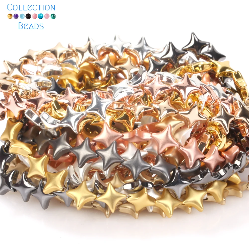 10mm Natural Stone Colorful Four-Pointed Star Hematite Loose Beads For Jewelry Making DIY Bracelet Accessories 15\