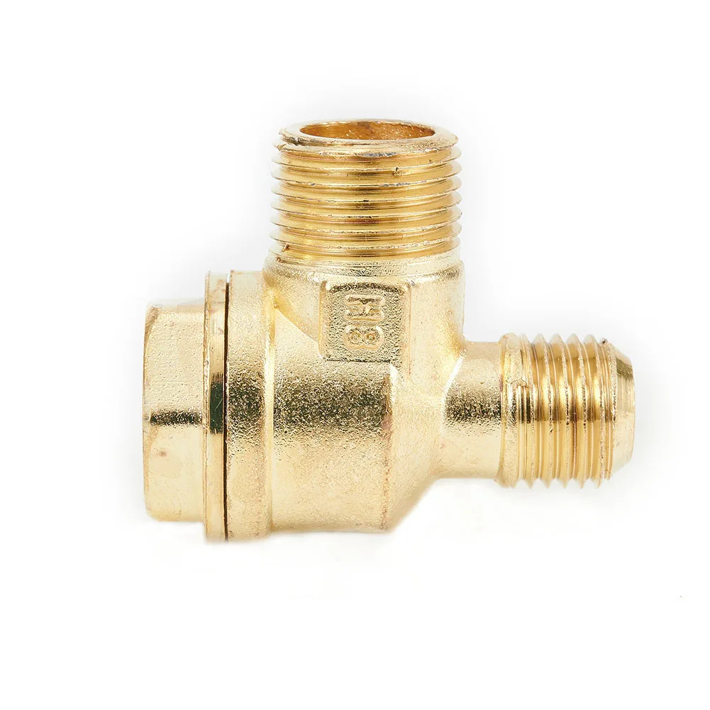 Zinc Alloy 3-Way Check Valve For Air Compressor System Featuring Male Thread Ports For Pneumatic Tank And Pump